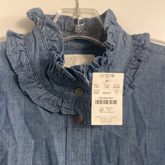 JCrew ruffle neck top - Picture 2 of 5
